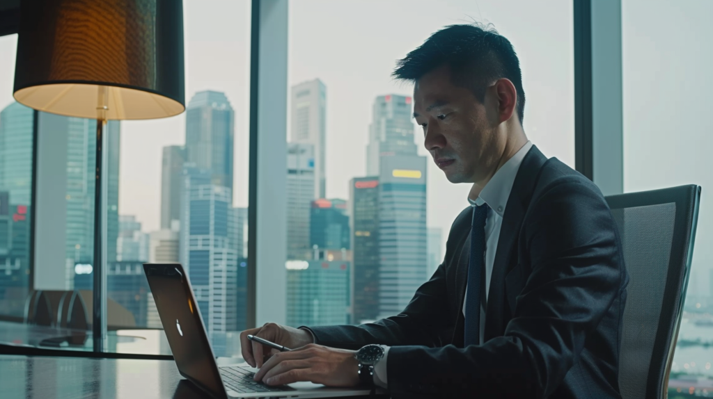 duolong123321 a professional Asian male replying to emails on a 047437bd 5764 4c49 a468 61b3f0b00961 1